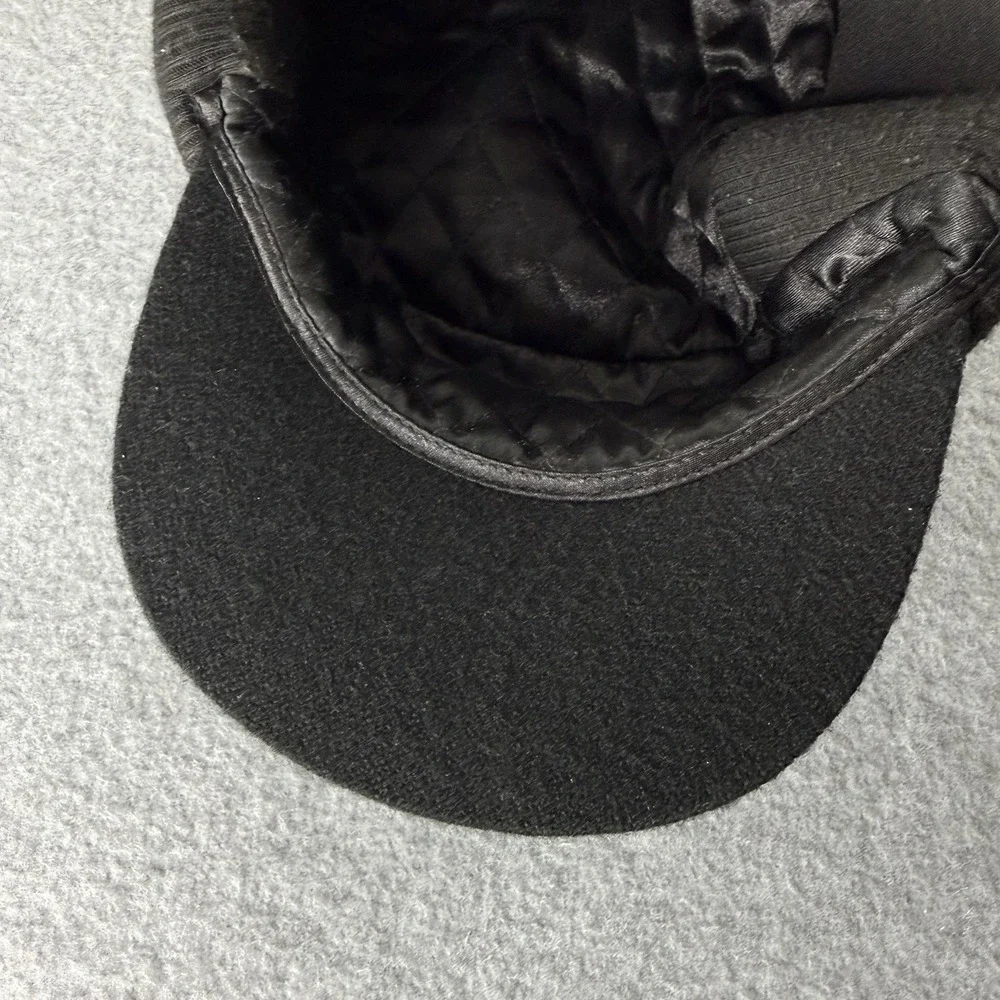 Dockers‎ Black Acrylic Wool Blend Winter Hat Ear Flap trapper Cap Small Medium